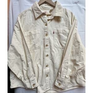Levi's XL Off White The Worker Relaxed Corduroy Button Up Long Sleeve Men's